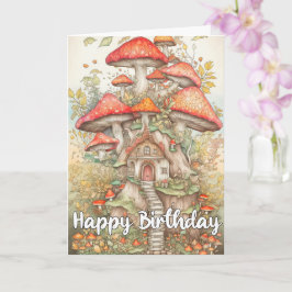 Unieke Paddenstoelen Bos Dorp Illustratie Kaart