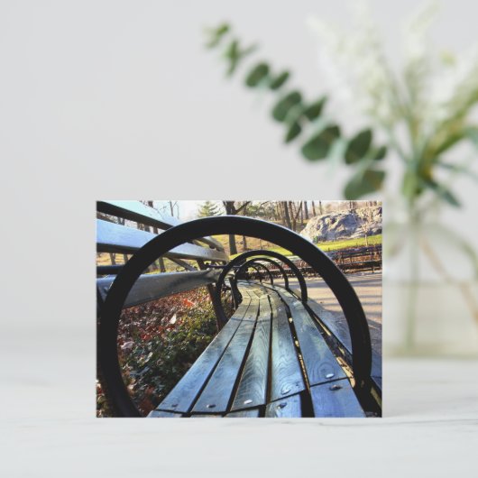 Unieke Park Bench in Central Park, NYC Briefkaart (Staand voorkant)