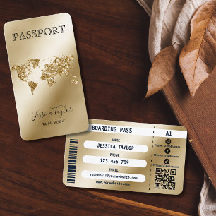 Unieke Passport Travel Make-up World Boarding Pass Visitekaartje