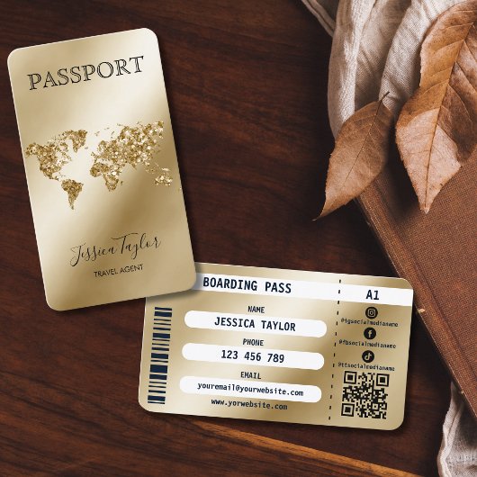 Unieke Passport Travel Make-up World Boarding Pass Visitekaartje