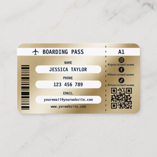 Unieke Passport Travel Make-up World Boarding Pass Visitekaartje (Achterkant)