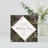 Unieke pastel Abstracte One Line Art Wedding Kaart (Staand voorkant)