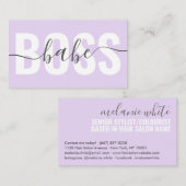 Unieke pastel paarse baas babe script chique haar visitekaartje (Voorkant / Achterkant)