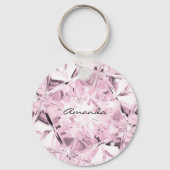 Unieke Pastel Paarse Diamant Aangepaste Naam Moder Sleutelhanger (Achterkant)