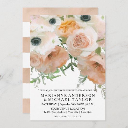 Unieke pastelbloemblaadjes Engelse bloemenbruilof Kaart (Voorkant / Achterkant)