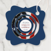 Unieke Patriottische Elegante USA Vlag Gouden Huwe Bedankjes Labels (Achterkant)