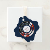 Unieke Patriottische Elegante USA Vlag Gouden Huwe Bedankjes Labels (In situ)