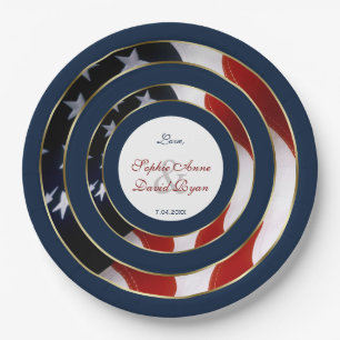 Unieke patriottische elegante USA-vlag gouden trou Papieren Bordje