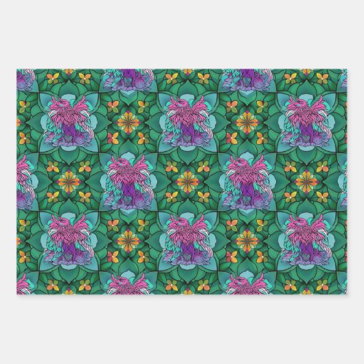 Unieke Patronen Wrapping Paper Flat Sheet Set van (Voorkant 3)