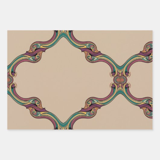 Unieke Patronen Wrapping Paper Flat Sheet Set van (Voorkant 2)