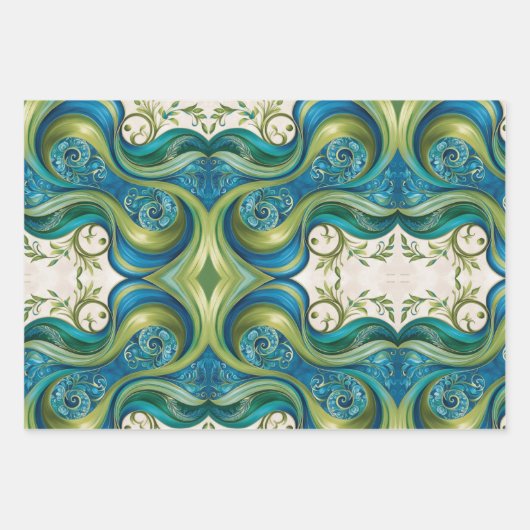 Unieke Patronen Wrapping Paper Flat Sheet Set van (Voorkant)