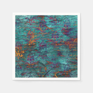 Unieke pauw turquoise, magenta, paarsblauwe textuu servet