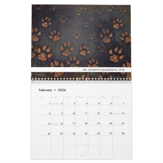 Unieke Paw Print dierenarts Kalender (Feb 2026)