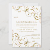 Unieke Peach & Gold bruiloft uitnodigingen | werve (Voorkant)