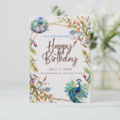 Unieke Peacock Patina verjaardag Kaart (Staand voorkant)