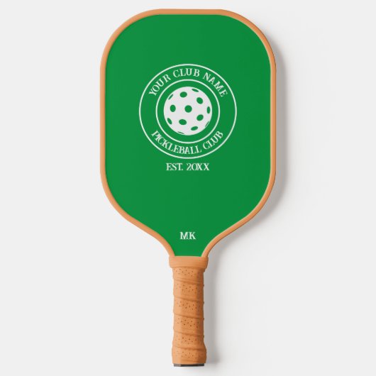 Unieke peddel met clubnaam Jaar Initialen Groen Pickleball Paddle (Voorkant)