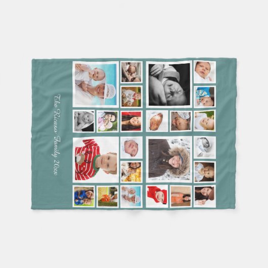 Unieke persoonlijke DIY aangepaste fotocollage Fleece Deken (Voorkant (Horizontaal))