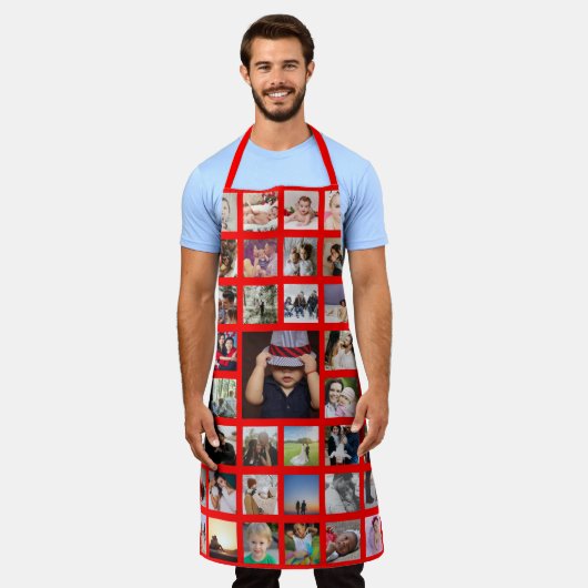 Unieke persoonlijke fotocollage schort (Gedragen)