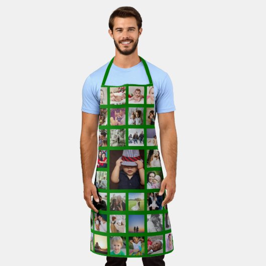 Unieke persoonlijke fotocollage schort (Gedragen)