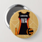 Unieke persoonlijke netball ronde button 4,0 cm (Voorkant /achterkant)