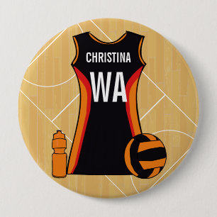 Unieke persoonlijke netball ronde button 4,0 cm