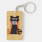 Unieke persoonlijke netball sleutelhanger (achterkant)