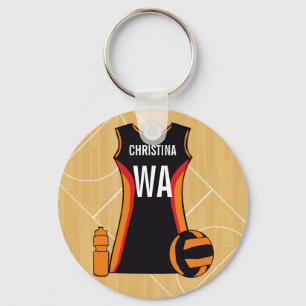 Unieke persoonlijke netball sleutelhanger