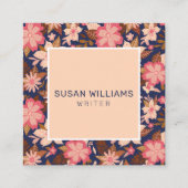 Unieke perzik bloemen modern vierkante visitekaartje (Voorkant)