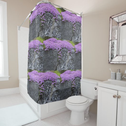 Unieke Phlox-bloesems op muur Douchegordijn (In situ)