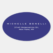 Unieke Plain Midnight Blue Ovale Sticker (Voorkant)