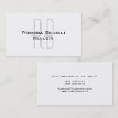 Unieke 'Plain White Gray'-monogram Manager Visitekaartje (Voorkant / Achterkant)