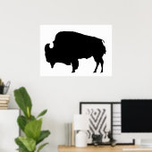 Unieke Pop Art Buffalo Bison Silhouette Poster (Thuiskantoor)