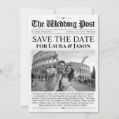 Unieke pret foto Save the Date trouwkrant Kaart (Voorkant)