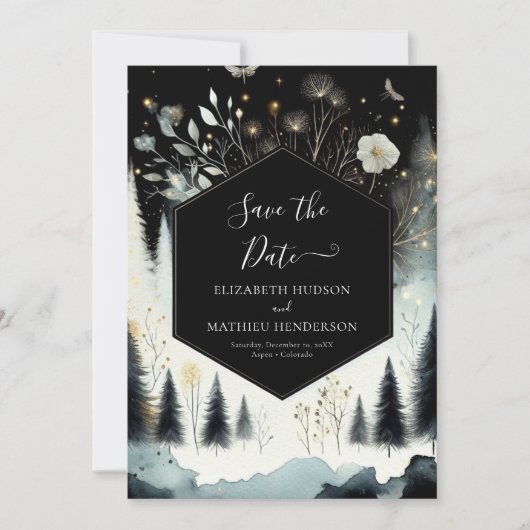 Unieke Printable Enchanted Forest Wedding Save The Date (Voorkant)