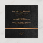 Unieke professionele elegante zwart goud monografi vierkante visitekaartje (Achterkant)