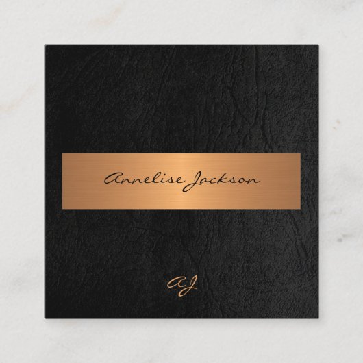 Unieke professionele elegante zwart goud monografi vierkante visitekaartje (Voorkant)