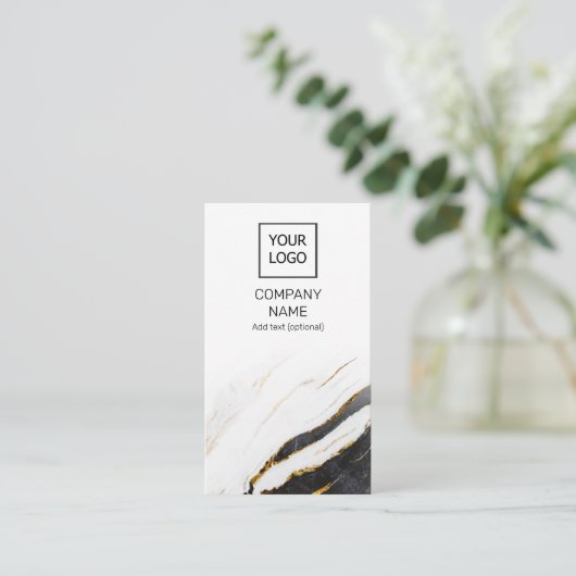 Unieke Professionele Marmeren Zwart & Wit Verticaa Visitekaartje (Staand voorkant)