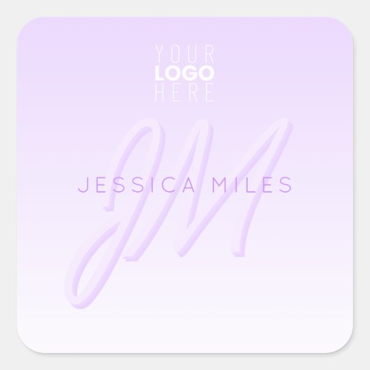Unieke professionele naam Sjabloon | Licht Paarse Vierkante Sticker (Voorkant)