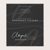 Unieke Professionele Zwart-witte monogram Visitekaartje (Buitenkant ongevouwen)