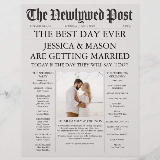 Unieke programma's voor dagbladtijden en weddensch flyer (Voorkant)