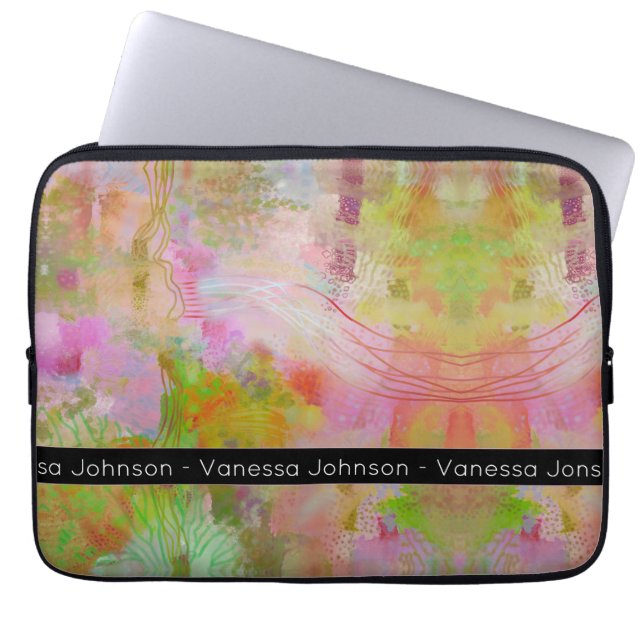 Unieke psychedelische abstracte persoonlijke weeld laptop sleeve (Voorkant)