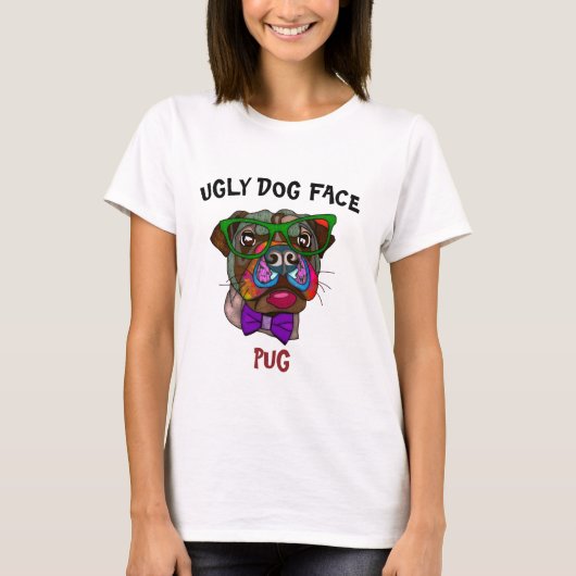 Unieke pug in een zonnebril met T-Shirt (Voorkant)