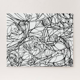 unieke PUZZEL handgetekende lijnkunst, kleur deze