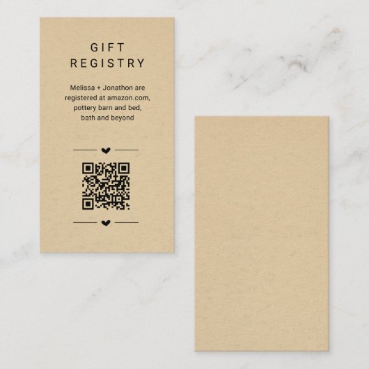 Unieke QR-code Cadeauregister Kaart invoegen (Voorkant / Achterkant)