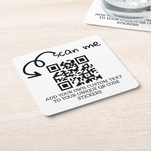 Unieke QR code gepersonaliseerde scannable website Kartonnen Onderzetters (Schuin)
