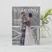 Unieke QR code magazine cover foto bruiloft Bedankkaart (Staand voorkant)