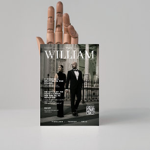 Unieke QR code magazine cover foto bruiloft Kaart