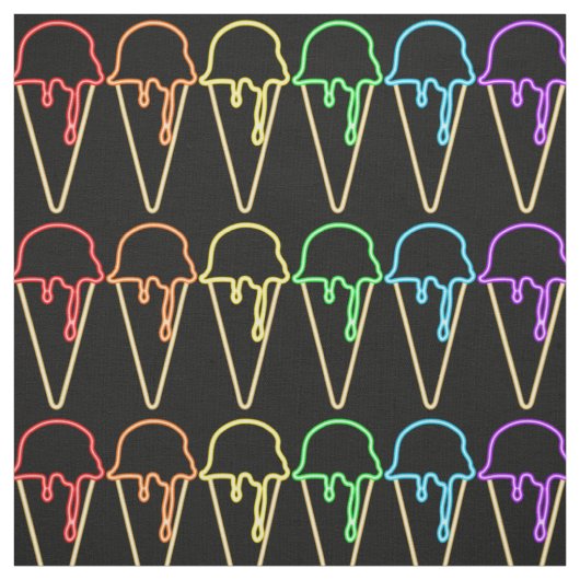 Unieke Rainbow Neon Light Ice Cream Cont Pattern Stof (Swatch)