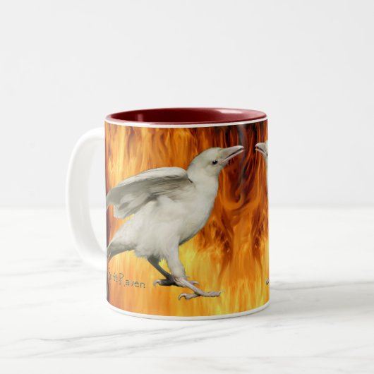 Unieke Rare White Raven Photo & Flams Mok (Voorkant links)