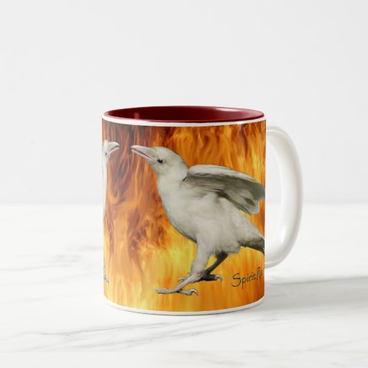 Unieke Rare White Raven Photo & Flams Mok (Voorkant rechts)